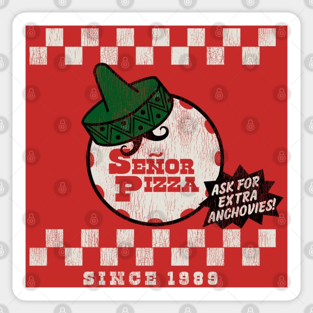 Señor Pizza Delivery Worn Out Sticker by Alema Art